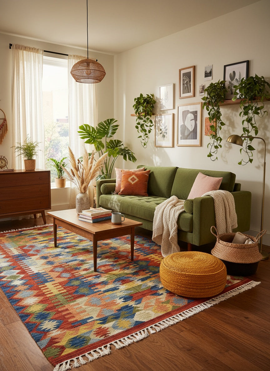 Living room decorated with Dariyaa Rug