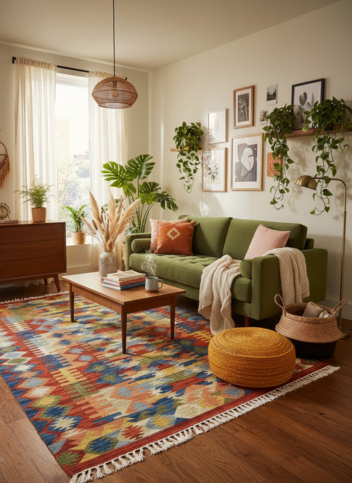 Living room decorated with Dariyaa Rug