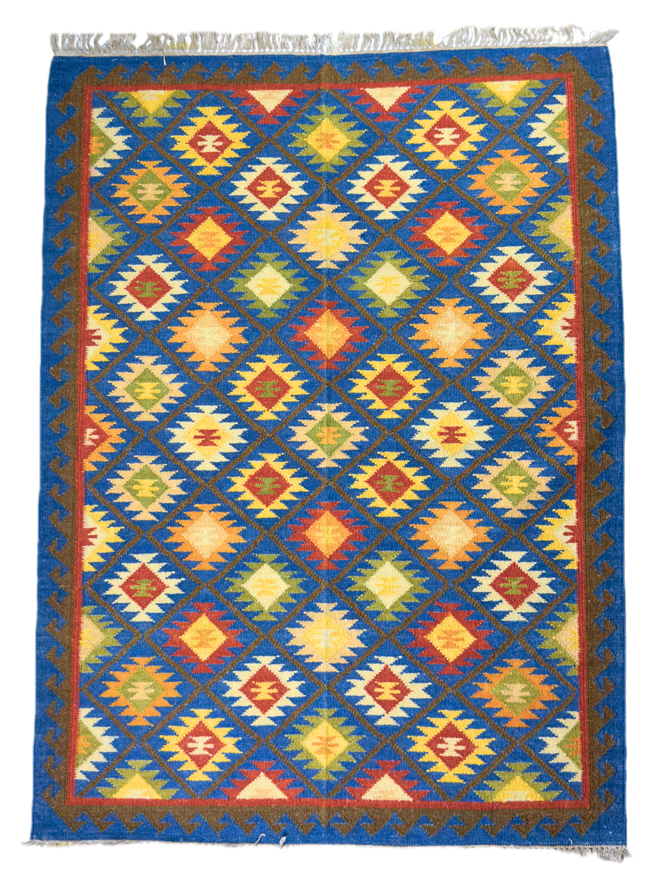Colourful Rug with blue base