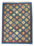Colourful Rug with blue base