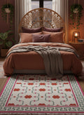 Handwoven red, pink and green wool rug by Dariyaa
